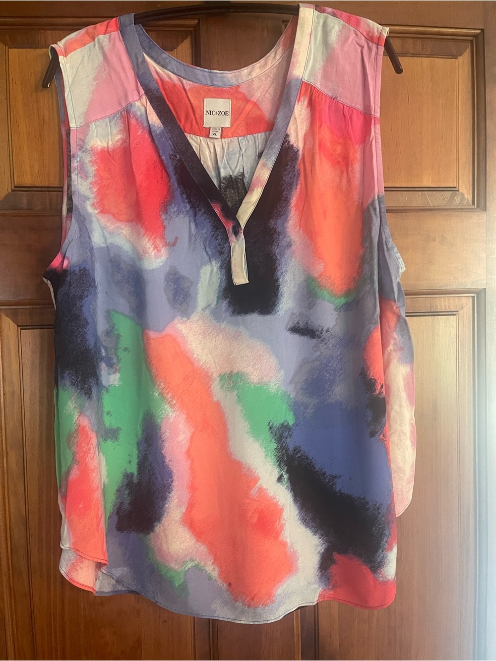 NIC+ZOE Multicolor V-Neck Sleeveless Top - Coral, Navy, Green, Lavender